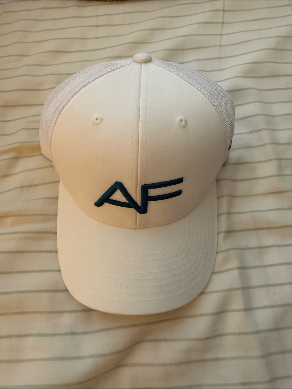 White Trucker Hat with Atlantic Fields Logo